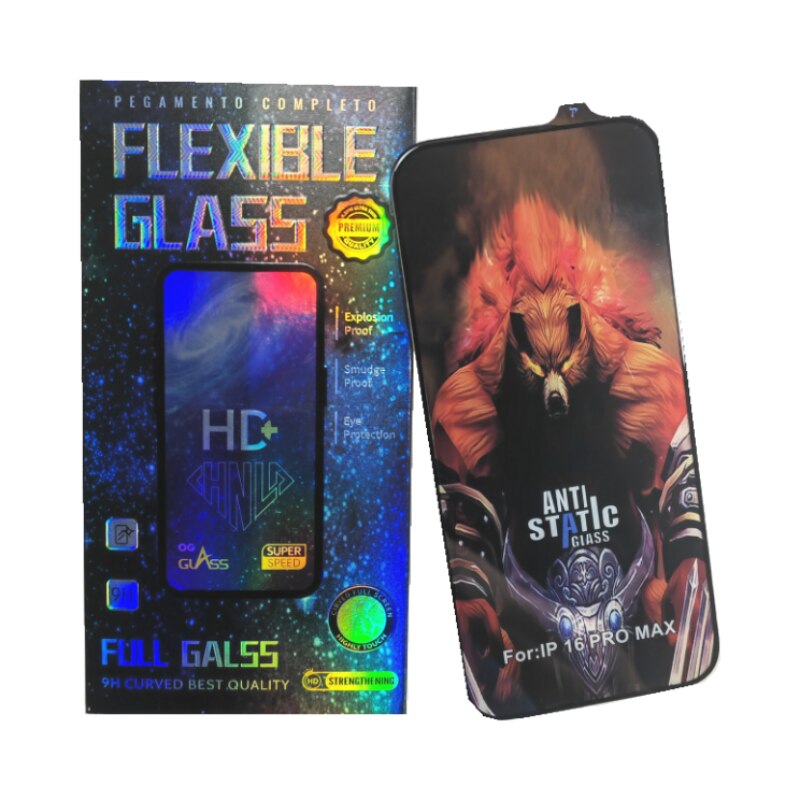 Folie de protectie pentru telefon, 3D, 0.3mm, 9H, neagra, set complet pentru iPhone 16 Pro Max