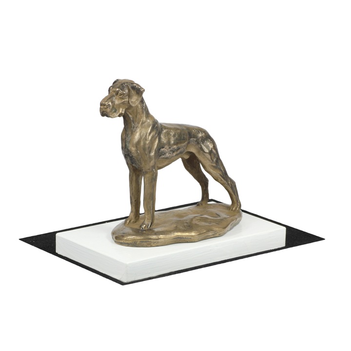 Kutya szobor, Art-Dog, Német dog, kis méretű, fehér talpon