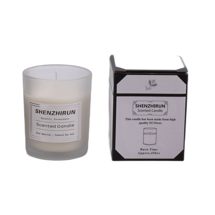 Ароматерапевтична свещ, аромат на жасмин, матово бяла чаша, 6х5 см, време на горене 12 часа