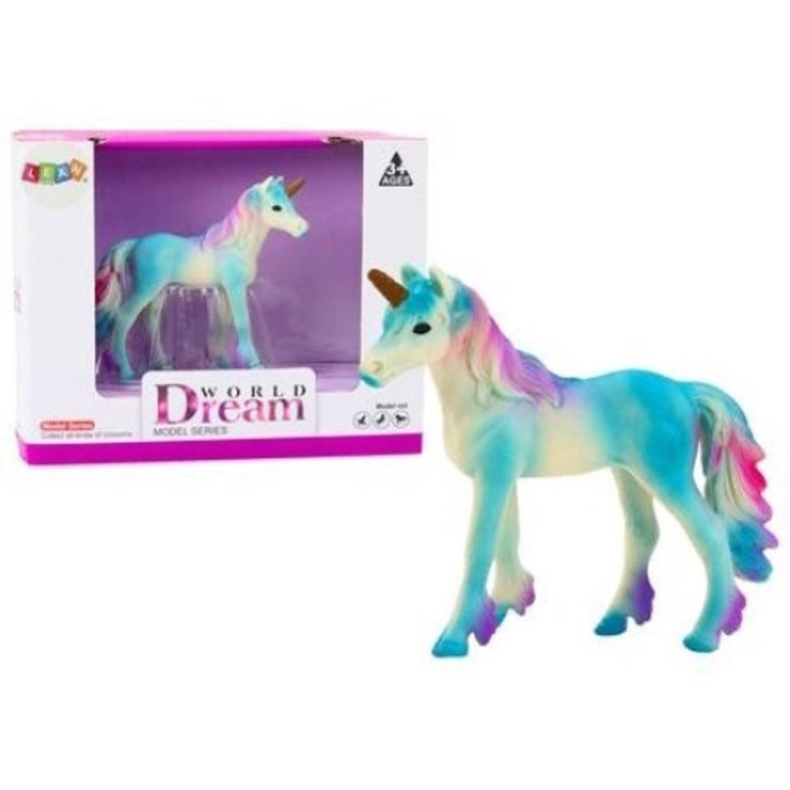 Figurina colectionabila unicorn, LEANToys, albastru, 9x7.5x2.5cm