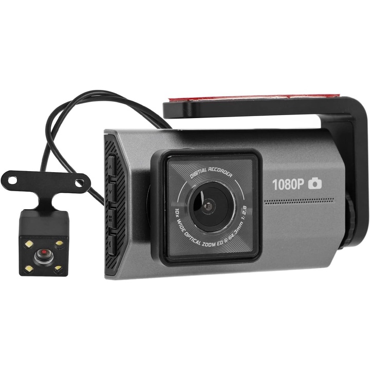 Двойна предна и задна камера за кола A99, DVR, Full HD, 3" IPS екран, 120 градусов ъгъл, G сензор, слот за карта