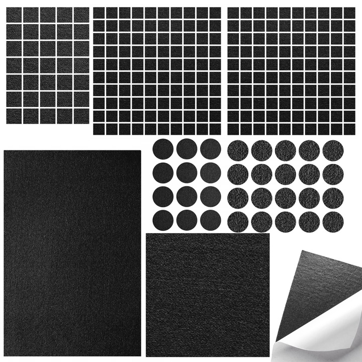 Set 269 pasle filc, TECHREBAL, diverse dimensiuni, protectie pentru podea, autoadeziv, negru