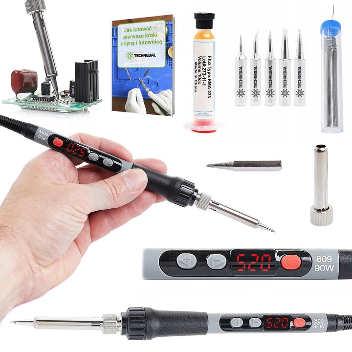 Set Pistol de Lipit, Techrebal, 90W, Display, Cyna 10g, Topnik RMA-223, 5 Groti Aluminiu