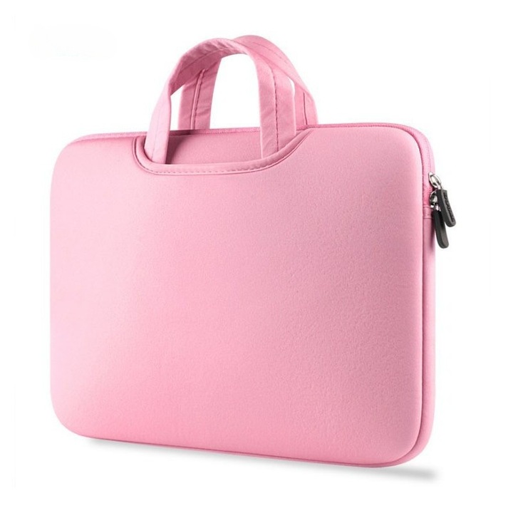 Laptop tok kompatibilis 15"/15,6", Ejiajia, neoprén, víz- és ütésálló, rózsaszín, 40x30,5x2cm