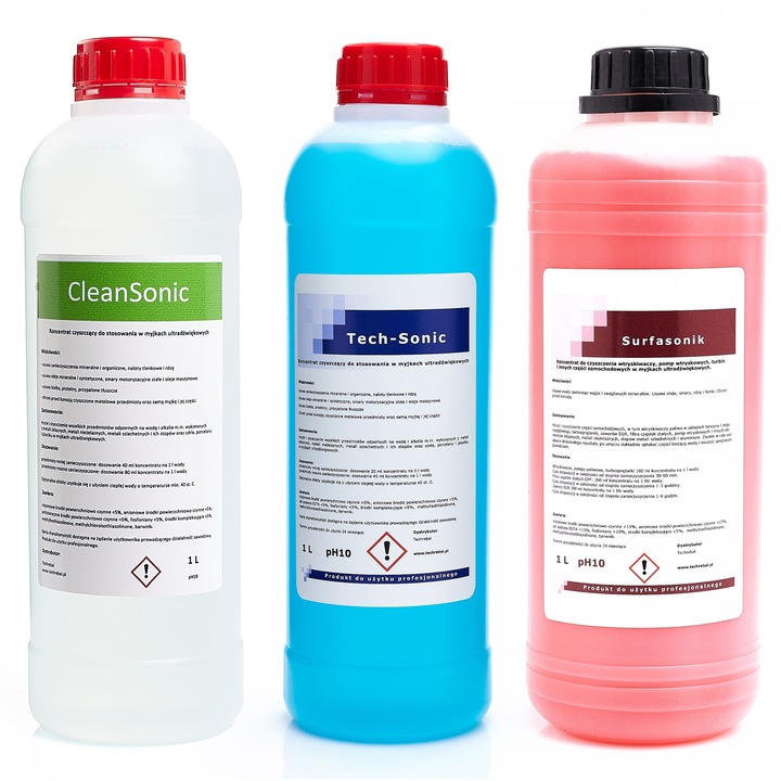 Set de concentrat de curatare pentru masini, TECHREBAL, 3 x 1L (Tech Sonic, Clean Sonic, Surfa Sonic CleanTech), multicolor