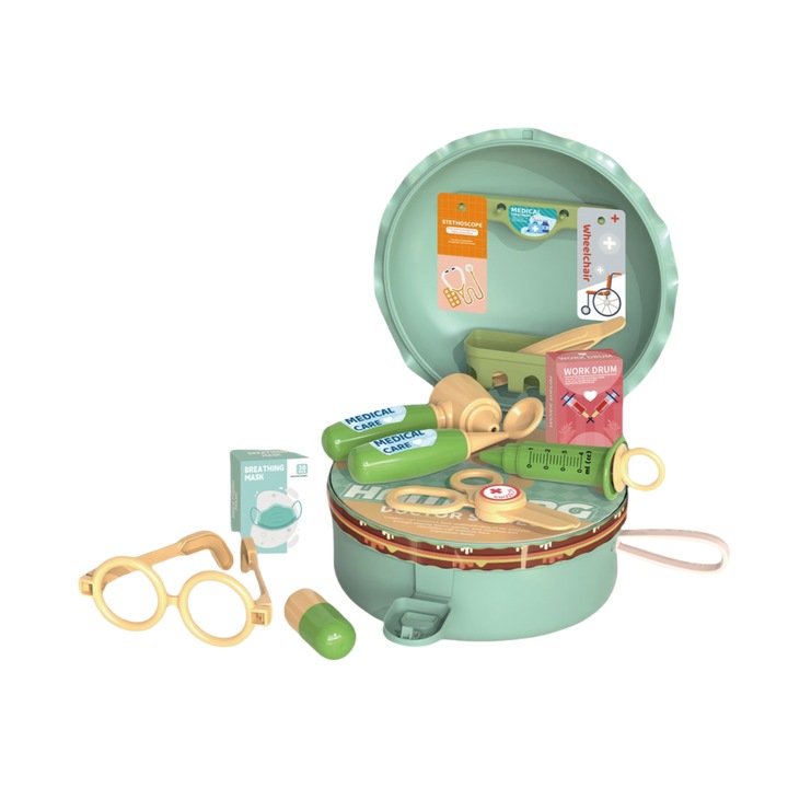 Set joaca doctor VIDVIE, 17 piese, geanta cu urechi, multicolor