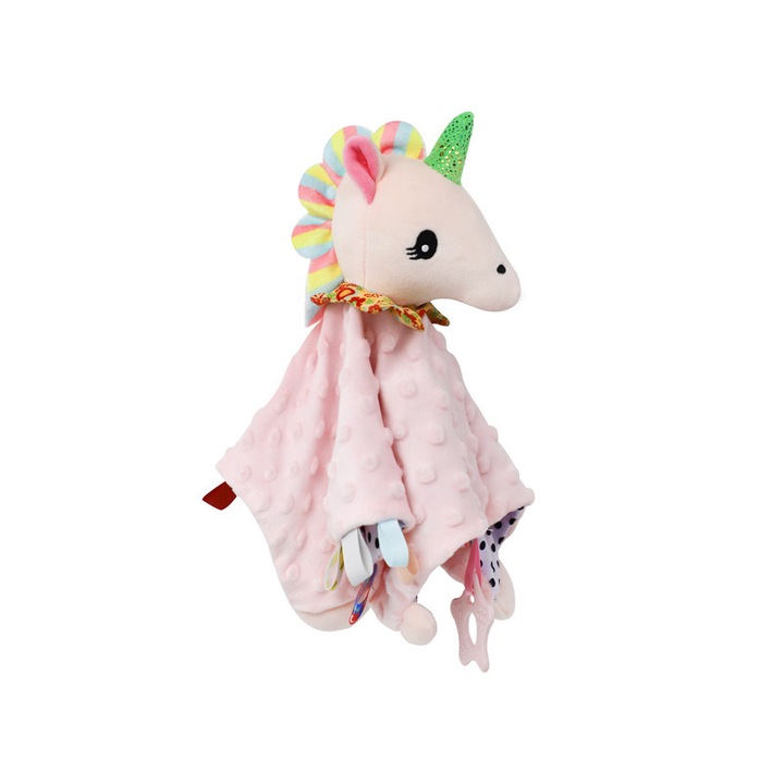 Paturica bebe VIDVIE cu jucarie dentitie silicon, multicolor, 28cm