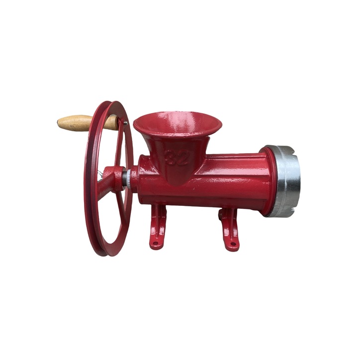 Masina tocat carne manuala nr 32 din Fonta rosie, Cu rulment, Fulie mare, Campion