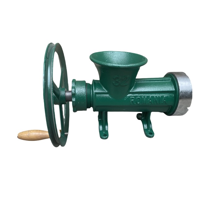 Masina tocat carne manuala nr 32 din Fonta verde, Fulie mare, Cu rulment JIA Top, Campion