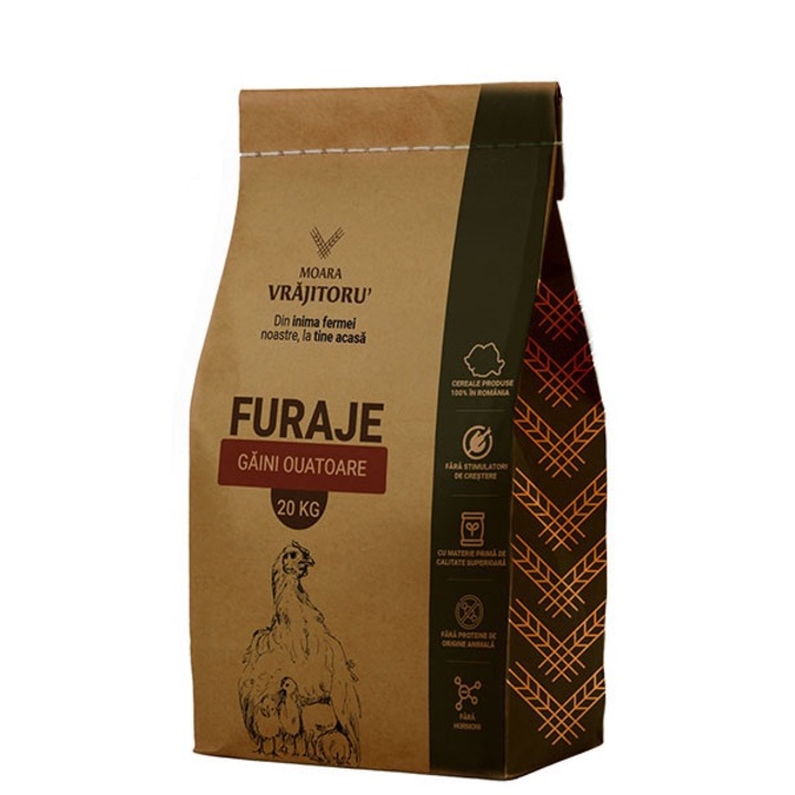 Furaj gaini ouatoare, granulat, 18.5% proteina, 3.8% calciu, 20KG Moara Vrajitoru'