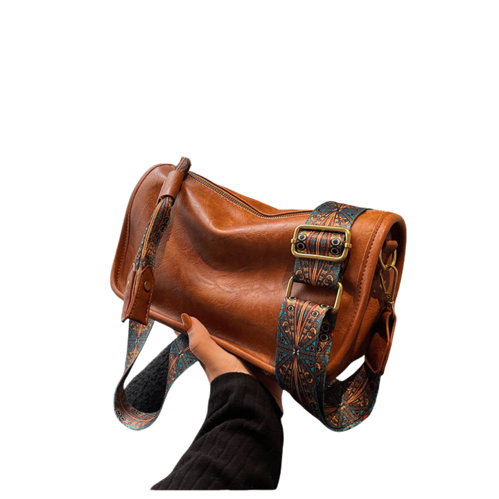 Чанта за дами, Естествена кожа 27 х 16 х 10 см Кафява