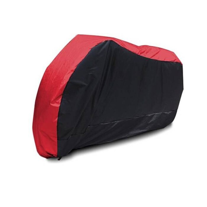 Husa moto, 245x105x125cm, XL, Husa de exterior pentru motocicleta, impermeabila, Rezistent la praf, Negru + Rosu