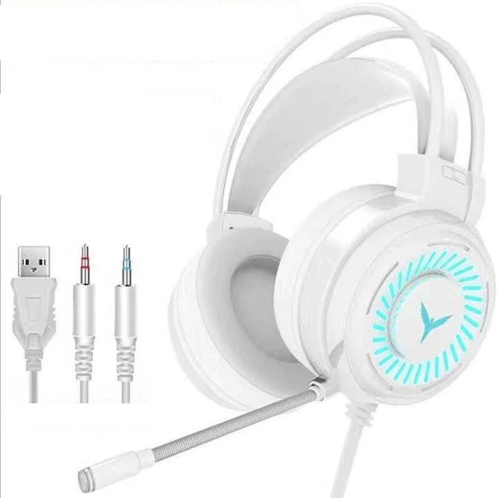 Casti gaming HAVIT, H2230U, 50mm, alb, 1.8m