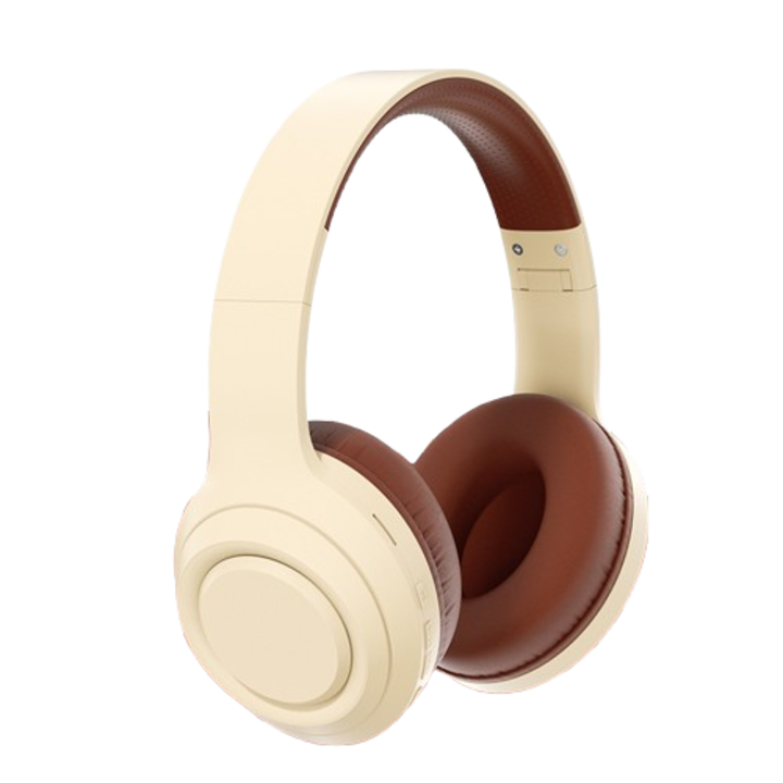 PuSudar vezeték nélküli fejhallgató, hifi, 30 óra lejátszás, összecsukható, mikrofon, bézs/barna