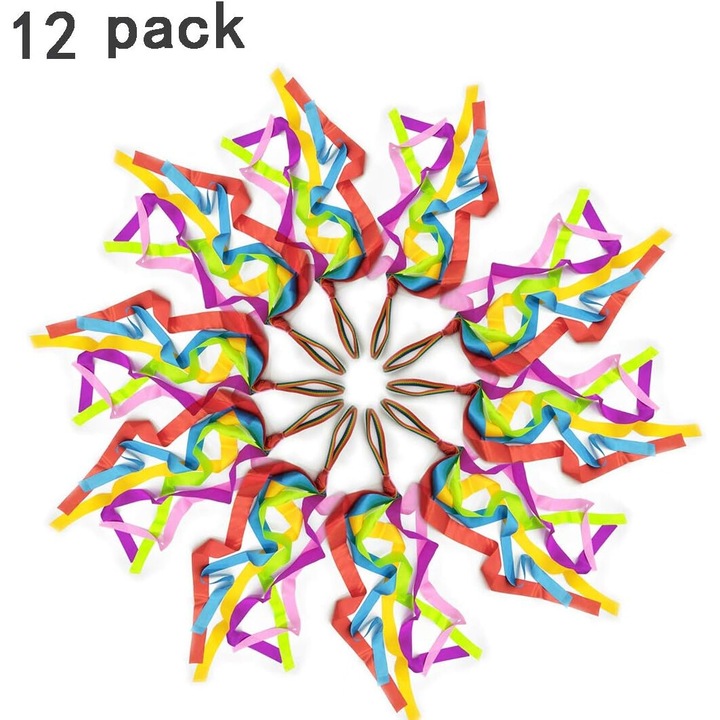 Set de 12 panglici colorate pentru dans, Peysaitr, 6 culori