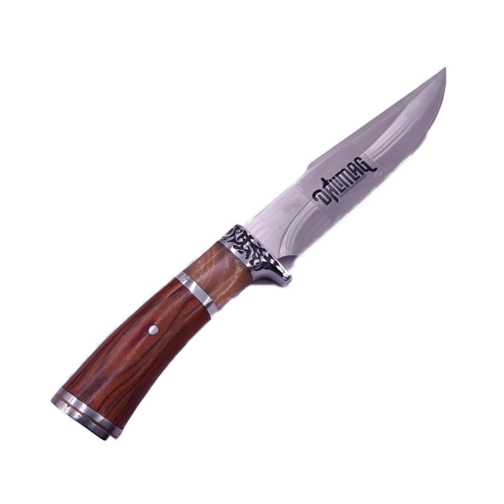 Cutit Vanatoare cu Maner de Lemn si Metal, Husa Negru Material Textil, Otel, Pentru Camping, 27 cm, Dalimag