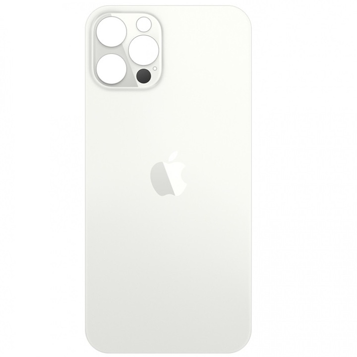 Capac spate compatibil cu Apple iPhone 12 Pro Max, sticla, Alb