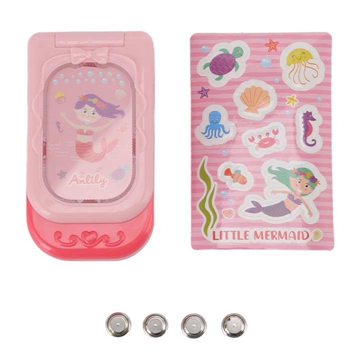 Мобилен телефон играчка, QttvbTna, с музика, пластмаса, розов, 10x5,5 см