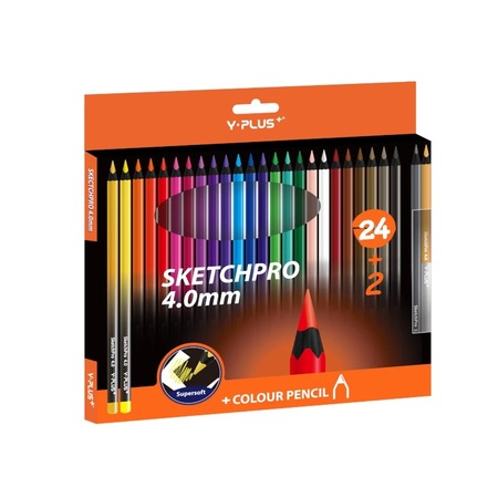 Creioane color super soft profesionale SKETCHPRO, mina 4 mm, set 26 buc ...