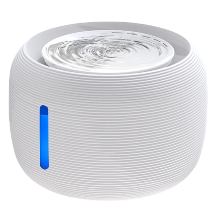 Dispenser apa automat, MOSMAOO®, Fereastra pentru nivelul apei, 2.5L, Silentios, Cu purificare si filtrare, Lumina LED, Alb inghetat