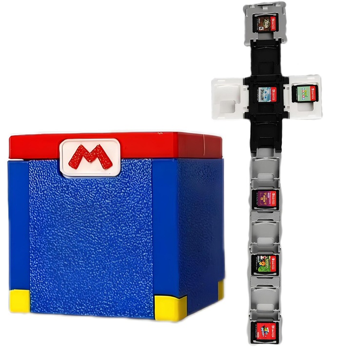 Játékkonzol kártyafedél, Nintendo switch-el és tf kártyával kompatibilis, összecsukható, 12 nyílásos, kék