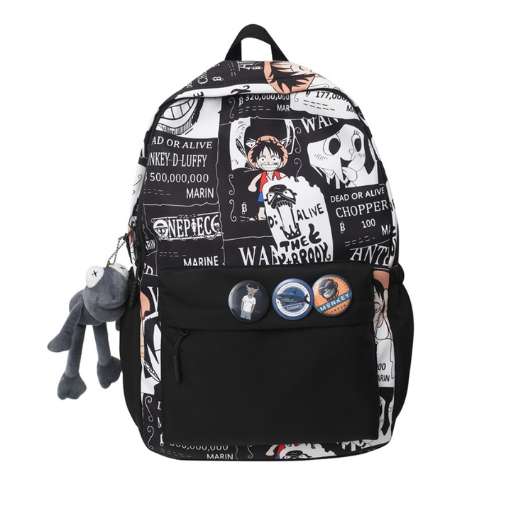 Ghiozdan scoala One Piece Pirates, NOTWAIT®, 44 x 31 x 14 cm, negru