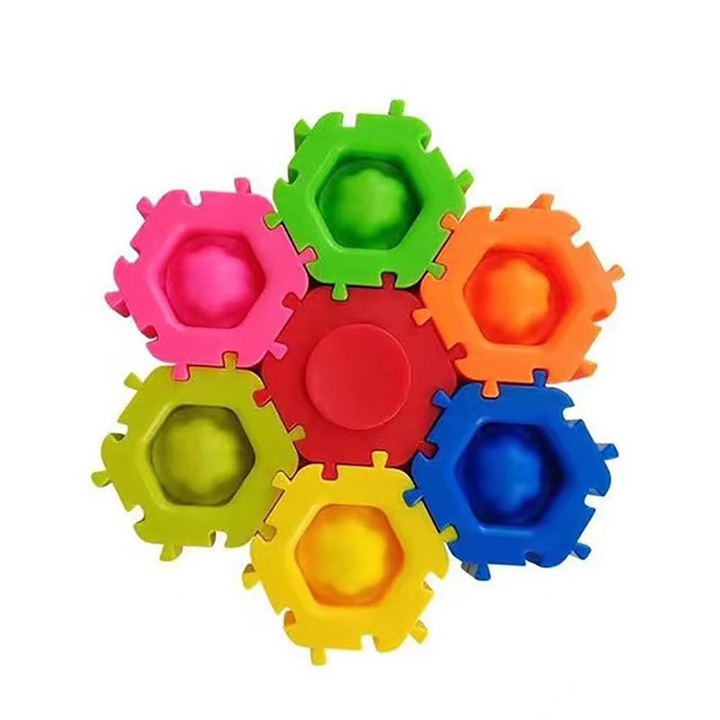 Jucarie de construit blocuri, set, plastic, multicolor, 3.7cm