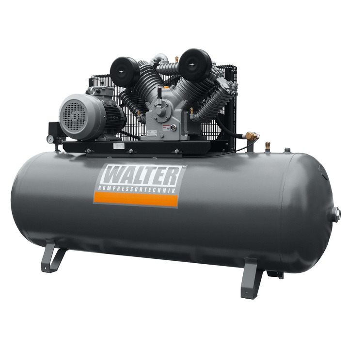 Бутален компресор WALTER WK 1500-10/500, 10 bar, 7.5 kW, 500 литра, 2030x600x1250 mm