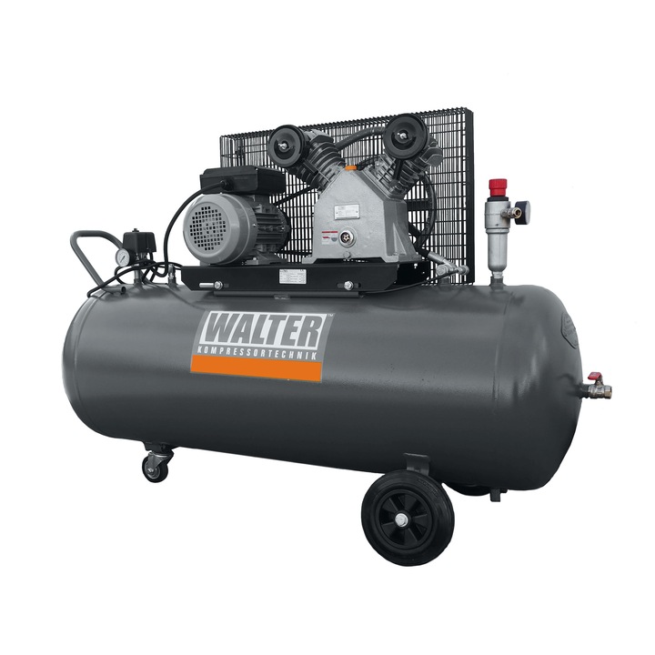 Бутален компресор WALTER WK 430-3,0/200 A, 10 bar, 200 литра, 1450x470x990 mm