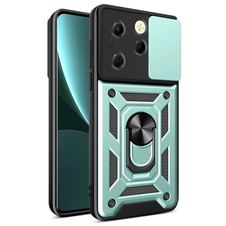 Кейс за infinix hot 40 / 40 pro / tecno spark 20 pro, slide and snap, camshield, зелен