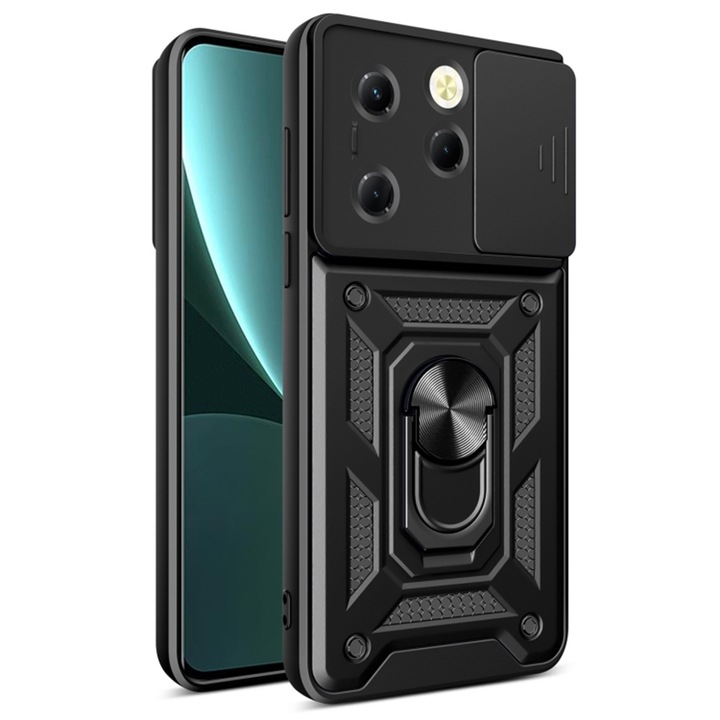 Кейс за infinix hot 40 / 40 pro / tecno spark 20 pro, slide and snap, camshield, черен