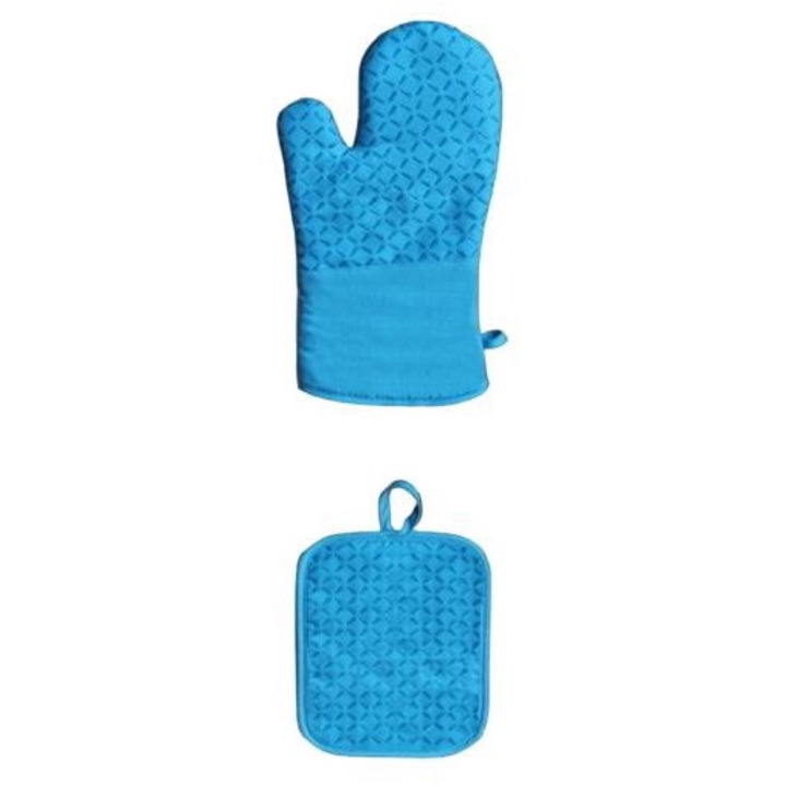 Konyhai kesztyű, ellenáll a magas hőmérsékletnek, csúszásmentes, kék