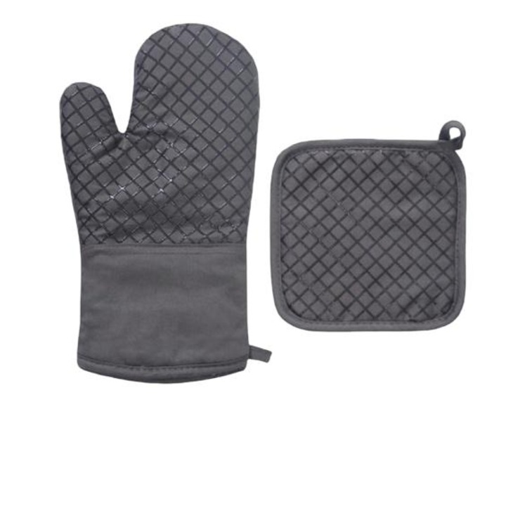 Konyhai kesztyű, szürke, szigetelt, csúszásmentes, 2 db