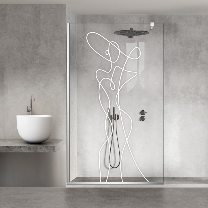 Paravan dus walk-in Aqua Roy® Inox, model Vogue alb, feronerie full inox, sticla 8 mm clara, securizata, anticalcar, 60x195 cm