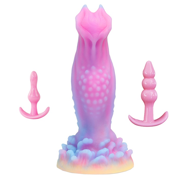 Flame Demon Luminous Dildó, szilikon platina, uniszex maszturbátor, lila