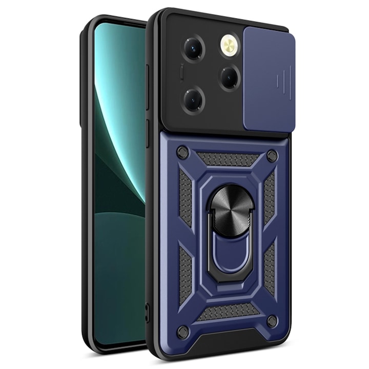 Кейс за infinix hot 40 / 40 pro / tecno spark 20 pro, slide and snap, camshield, син