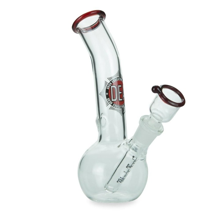 Bong DEA Black Leaf plante sau tutun, transparent, sticla borosilicata, inaltime 18cm