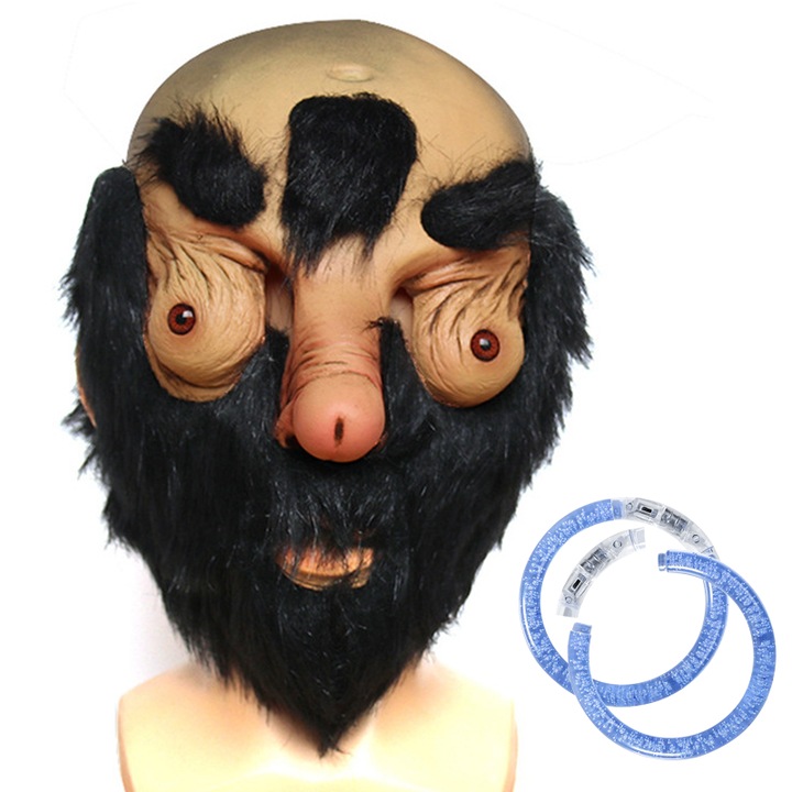 Masca carnaval bearded weirdo, latex, negru, Halloween