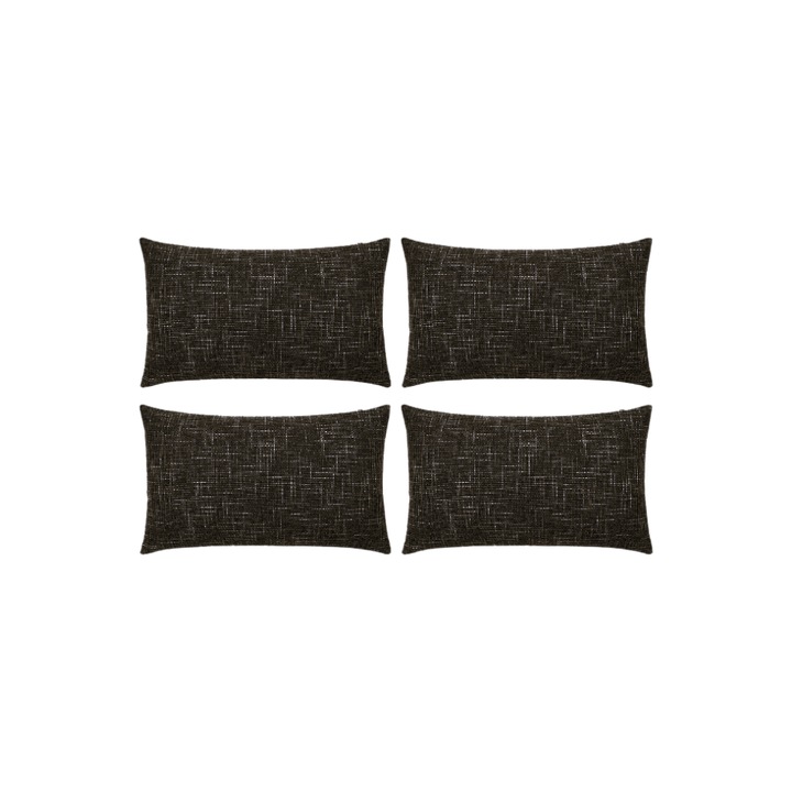 Set de 4 huse de perna TAN.TOMI din imitatie de in pentru perne decorative pentru canapea, 40 x 60 cm, negru