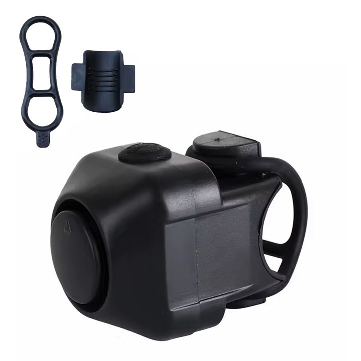 Claxon bicicleta cu baterii, 5 sunete alarma, 130 dB, prindere ghidon, potrivire universala inclusiv trotineta, scuter, bicicleta electrica, e-bike, rezistent la apa