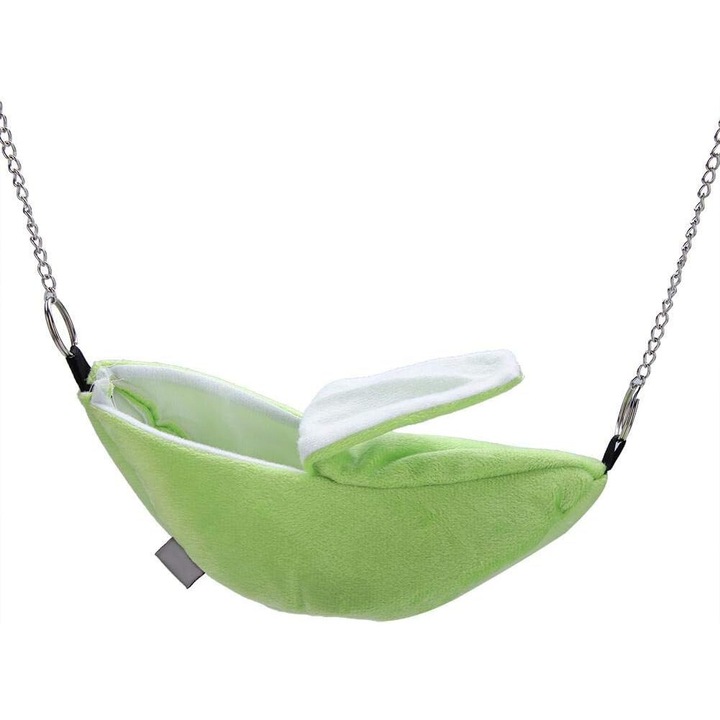 Hamac pentru hamster Cozevdnt, design banana, verde, poliester, rezistent la pete