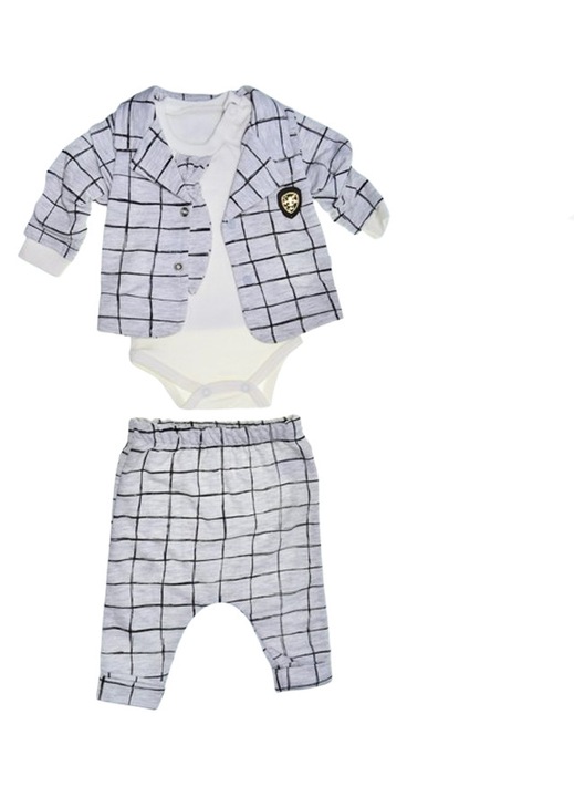 Compleu 3 piese pantaloni, body si jacheta pentru baieti Mini Junior SETMJ-13, Gri 112085
