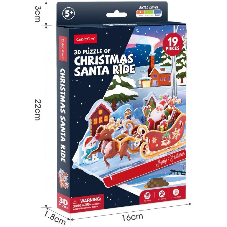 Puzzle 3D Cubic Fun - Sania lui Mos Craciun, 19 piese - eMAG.ro