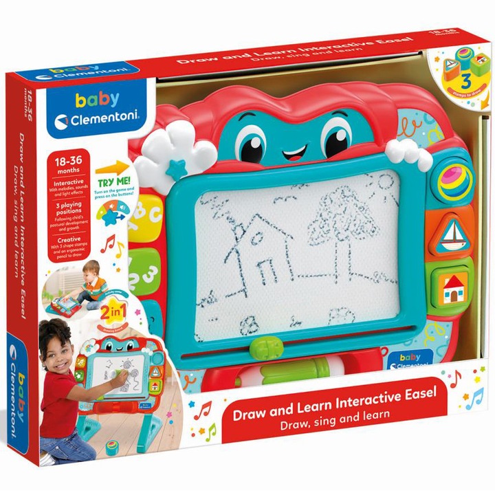 Jucarie interactiva Baby Clementoni - Tablita de desenat, cu lumini si sunete