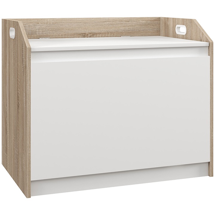 Banca cu depozitare Homcom, 62.4x40x51.5cm, MDF, alb/natur, capacitate 100kg