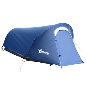 Cort de camping Outsunny, montaj rapid, rezistent la apa, albastru, 265x140x95cm, poliester