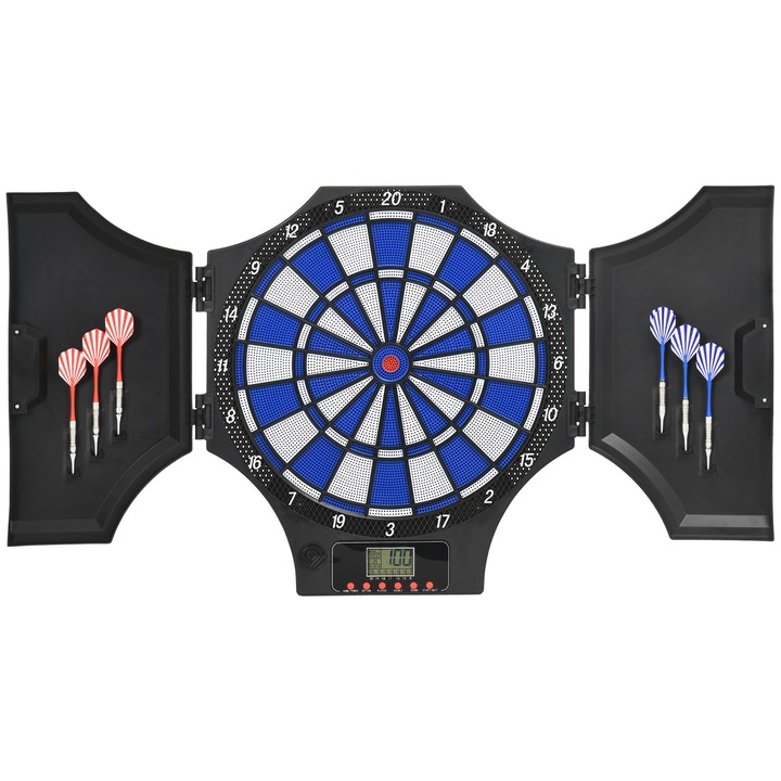 Електронна дъска за дартс, SPORTNOW, 31 игри, 6 дартса, LCD монитор, 83x45x4 см, Многоцветен