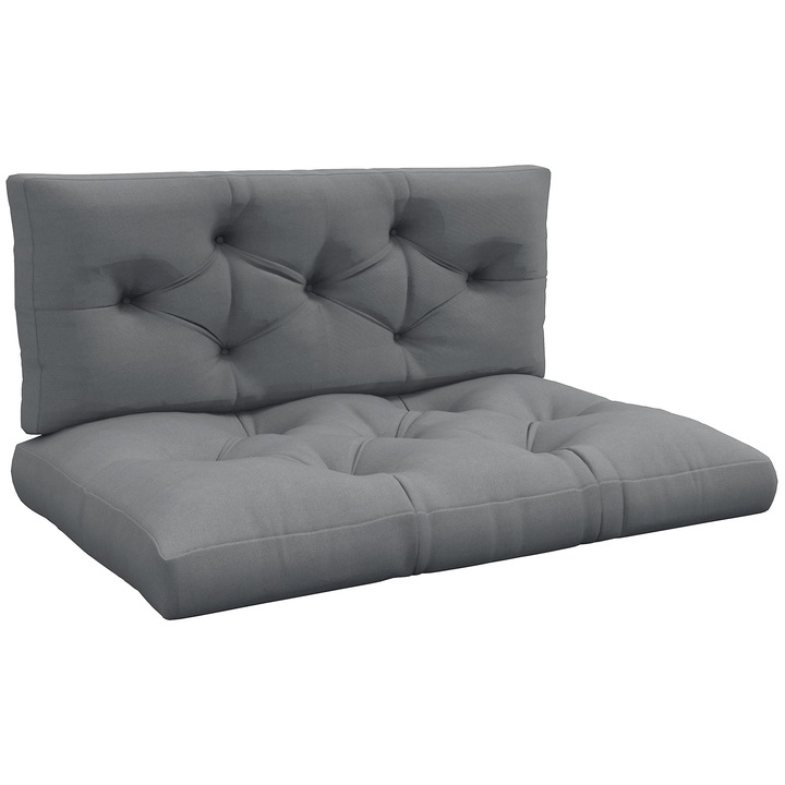 Set 2 Perne Decorative pentru canapea exterior, Outsunny, Poliester, 120x80x12cm/120x40x12cm