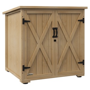 Dulap de gradina Outsunny, cu raft reglabil, acoperis inclinat, lemn, 77.5x88x90cm