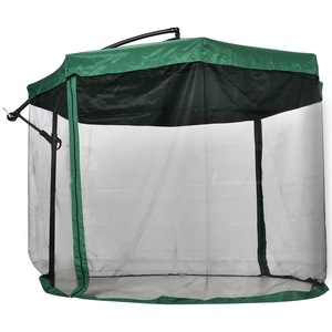Umbrela de gradina cu plasa de tantari, Outsunny, 3x3m, verde, structura neagra, cu deschidere manuala